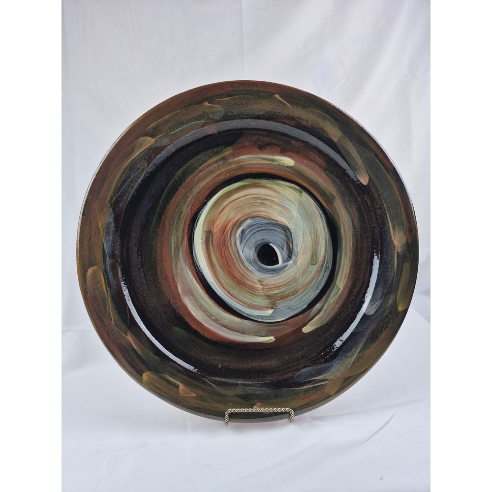 Sticks In Clay Works 17" Abstract Swirl Pottery Charger Plate Wall Art Decor